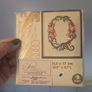 NEW Lanarte Cross Stitch Kit Letter Initial DMC Floss Embroidery Fairy Q Floral